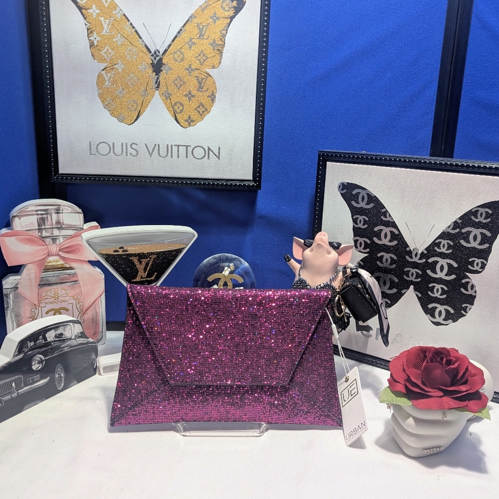 Urban Expressions Glitter Envelope Clutch/ Crossbody - Magenta 🔥